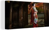Canvas Schilderij Geisha bij Gion in Japan - 80x40 cm - Wanddecoratie