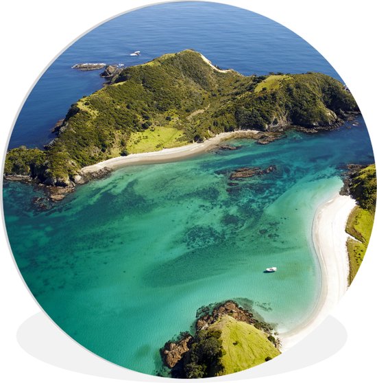 WallCircle - Wandcirkel ⌀ 30 - Kleurrijke natuur bij de Bay of Islands - Ronde schilderijen woonkamer - Wandbord rond - Muurdecoratie cirkel - Kamer decoratie binnen - Wanddecoratie muurcirkel - Woonaccessoires