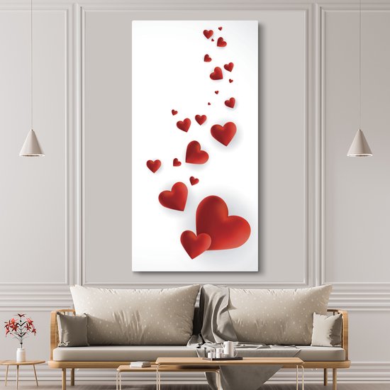 Tableau sur toile Une illustration d'un chemin de coeurs - 80x160 cm - Décoration murale