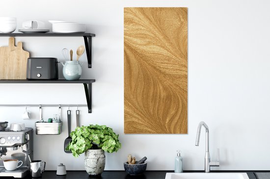 Toile Peinture Structure plume dorée - 40x80 cm - Décoration murale