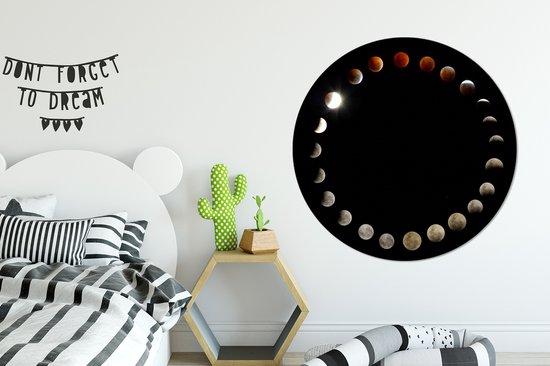 Image séquentielle des éclipses lunaires Cercle mural aluminium ⌀ 120 cm - tirage photo sur cercle mural / cercle vivant / cercle jardin (décoration murale) XXL / Groot format!