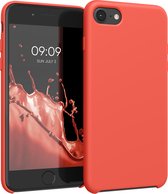 kwmobile telefoonhoesje voor Apple iPhone SE (2022) / iPhone SE (2020) / iPhone 8 / iPhone 7 - Hoesje met siliconen coating - Smartphone case in neon oranje