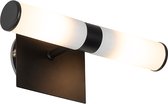 QAZQA bath - Moderne Wandlamp Up Down voor binnen voor badkamer - 2 lichts - D 115 mm - Zwart -