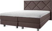 Luxe Boxspring 140x210 Compleet Bruin ruiten