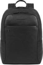 Piquadro Black Square Big Size Computer Backpack 15.6" With iPad Black