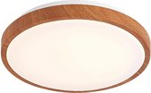 Lindby - LED plafondlamp - 1licht - ijzer, aluminium, kunststof - H: 9 cm - licht hout, wit - Inclusief lichtbron