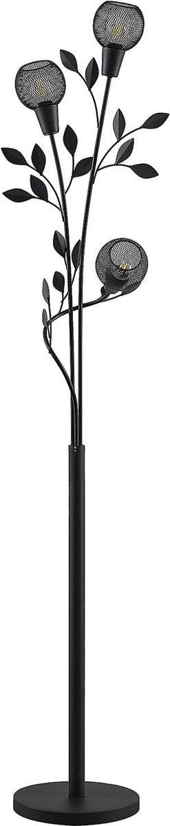 Lindby - vloerlamp - 3 lichts - ijzer - H: 160 cm - E14 - zwart