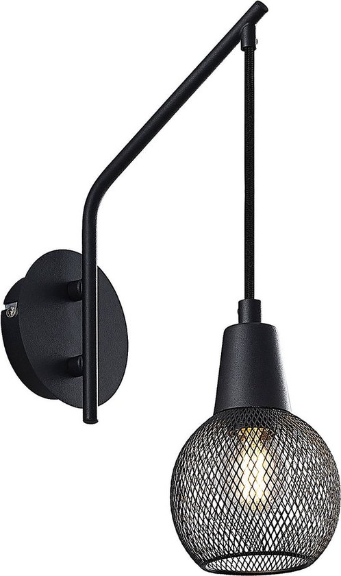 Lindby - wandlamp - 1licht - ijzer - H: 35 cm - E14 - zwart