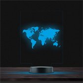 Led Lamp Met Gravering - RGB 7 Kleuren - Wereldmap