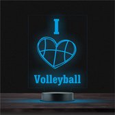 Led Lamp Met Gravering - RGB 7 Kleuren - I Love Volleybal