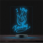 Led Lamp Met Gravering - RGB 7 Kleuren - I Love Bowling