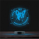 Led Lamp Met Gravering - RGB 7 Kleuren - I Love My Boston Terrier