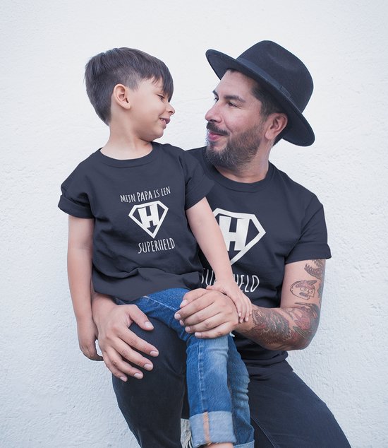 Matching shirts Vader & Zoon - Mijn papa is een superheld - Papa maat L & Zoon maat 92 (alle maten beschikbaar) van Familie Trends — afbeelding 2