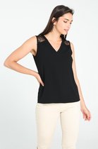 Cassis - Female - Top met kant  - Zwart