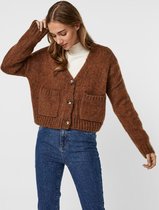 Vero Moda VMSIV V-NECK BUTTON CARDIGAN - Emperador Dark Brown