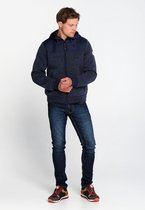 J&JOY - Sweater Mannen Ontario Forest Navy Knitted & Bonded