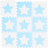 Relaxdays speelmat foam sterren - puzzelmat - kinderen - speelkleed - vloermat eva schuim - wit-blauw