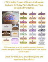 27 Printable Crown of Hearts Halloween Costume Birthday Party Hat Paper Tiara Download Printables