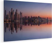 Artaza Glasschilderij - Skyline Dubai Stad bij Zonsondergang - 135x90 - Groot - Plexiglas Schilderij - Foto op Glas
