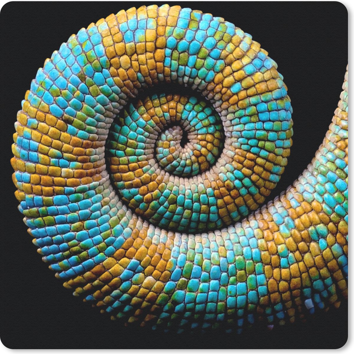 Muismat 20x20 cm - Mousepad Kameleon - Staart - Kleur - Muismatten