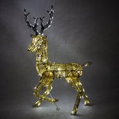 Verlicht Kerstfiguur: Rendier - Goud - 200 lichtjes - Stroomkabel van 12 meter - Kerstverlichting - Kerstfiguur ree dier dieren - Buitenverlichting kerst