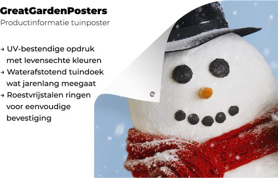 Affiche de clôture Un bonhomme de neige avec des cadeaux de Noël - 200x100 cm - Toile de jardin