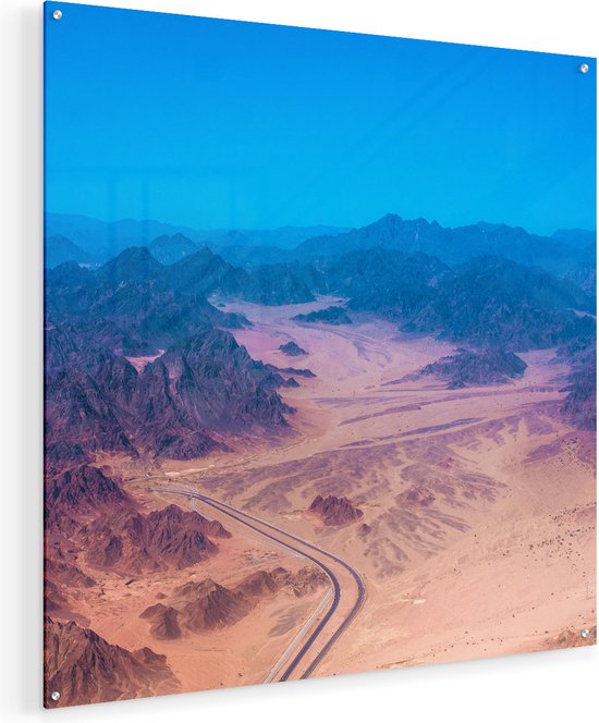 Artaza Glasschilderij - Bergen in de Woestijn in Egypte - 70x70 - Plexiglas Schilderij - Foto op Glas