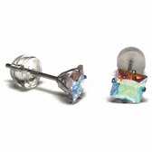 Aramat jewels ® - Zirkonia zweerknopjes vierkant 5mm oorbellen ab transparant chirurgisch staal