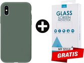 Siliconen Backcover Hoesje iPhone XS Groen - Gratis Screen Protector - Telefoonhoesje - Smartphonehoesje