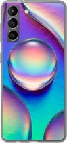 Geschikt voor Samsung Galaxy S21 hoesje - Water - Regenboog - Abstract - Siliconen Telefoonhoesje