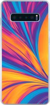 Geschikt voor Samsung Galaxy S10 Lite hoesje - Veren - Regenboog - Neon - Abstract - Siliconen Telefoonhoesje