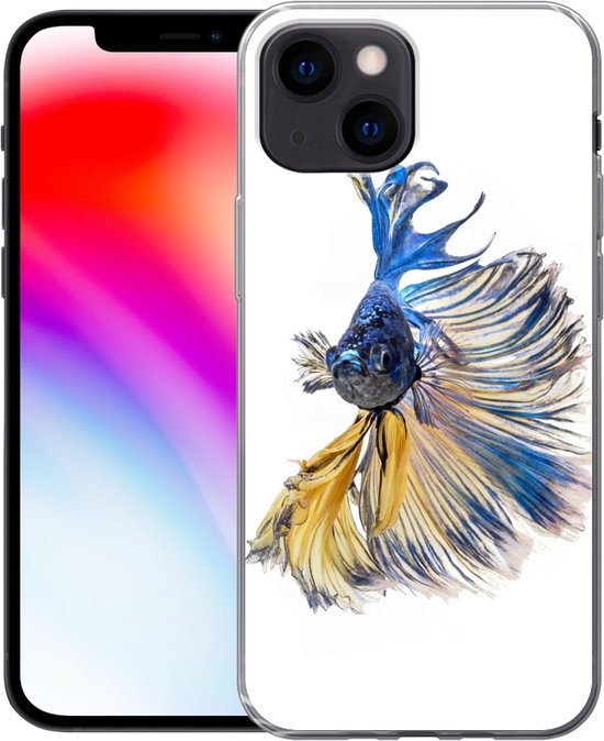 Coque iPhone 13 mini - Poisson - Staart - Blauw - Siliconen