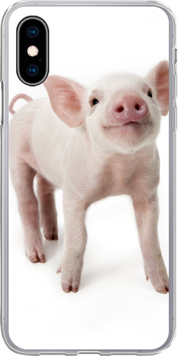 Telefoonhoesje Geschikt voor iPhone X hoesje - Varken - Dieren - Wit - Siliconen Telefoonhoesje Telefoonhoesje