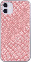 iPhone 11 hoesje - Krokodillenleer - Dierenprint - Roze - Siliconen Telefoonhoesje