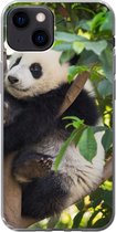 Geschikt voor iPhone 13 hoesje - Panda - Dier - Boom - Siliconen Telefoonhoesje