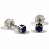 Aramat jewels ® - Zweerknopjes oorbellen 4mm donker blauw chirurgisch staal