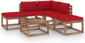 Decoways - 6-delige Loungeset met rode kussens