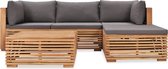 Decoways - 5-delige Loungeset met kussens massief teakhout