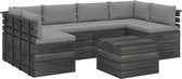 Decoways - 7-delige Loungeset met kussens pallet massief grenenhout