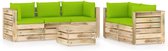 Decoways - 6-delige Loungeset met kussens groen geïmpregneerd hout