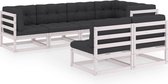 Decoways - 7-delige Loungeset met kussens massief grenenhout