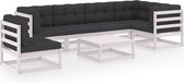 Decoways - 7-delige Loungeset met kussens massief grenenhout