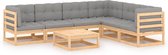 Decoways - 7-delige Loungeset met kussens massief grenenhout