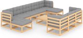 Decoways - 11-delige Loungeset met kussens massief grenenhout