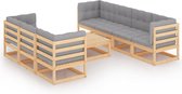 Decoways - 8-delige Loungeset met kussens massief grenenhout