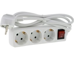Exin Stekkerdoos – 3 stekkers – Verlengsnoer met Schakelaar – 3500 Watt – Randaarde – 1,5 meter – Wit