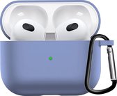 Airpods 3 Hoesje Siliconen Case Met Clip Geschikt Voor Apple AirPods 3 Case Hoesje - Baby Blauw