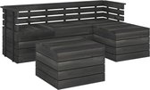 vidaXL 5-delige Loungeset pallet massief grenenhout donkergrijs