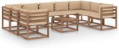 vidaXL 10-delige Loungeset met beige kussens