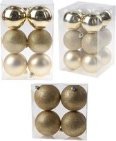Kerstversiering set kerstballen in het goud 6 - 8 - 10 cm pakket - 40x stuks - mat/glans/glitter mix